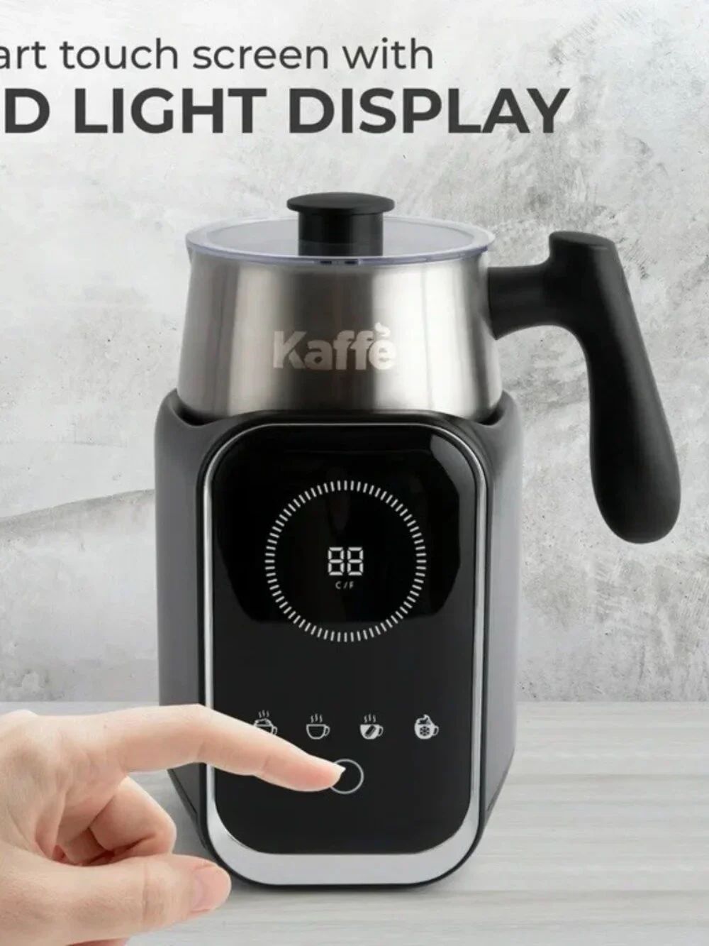 Kaffe 4-in-1 Electric Milk Frother & Warmer 7oz Removable Jug Non-Stick Black